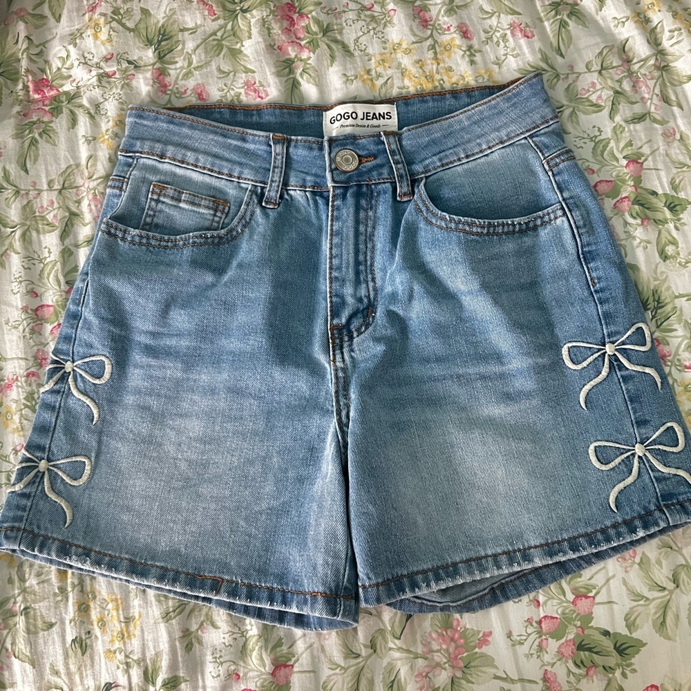 GOGO Bow Denim Shorts